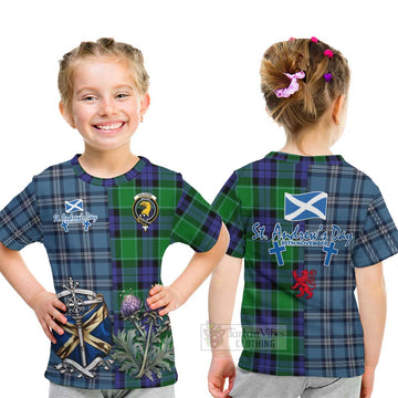Haldane Tartan Kid T-Shirt Happy St. Andrew's Day Half Tartan Style - Tartan Vibes Clothing