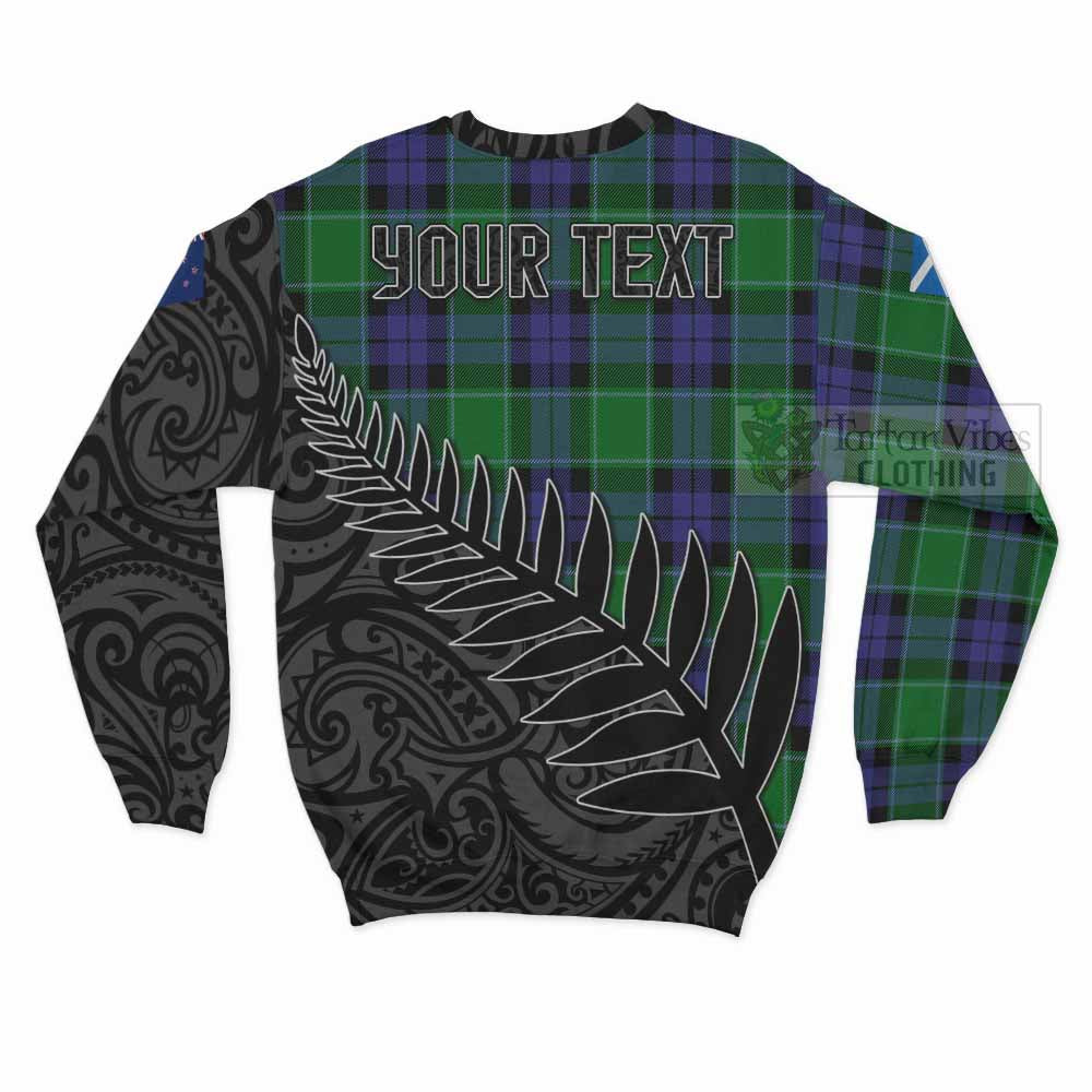Haldane Crest Tartan Sweatshirt with New Zealand Silver Fern Half Style - Tartan Vibes Clothing
