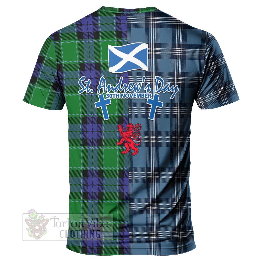 Haldane Tartan T-Shirt Happy St. Andrew's Day Half Tartan Style - Tartan Vibes Clothing