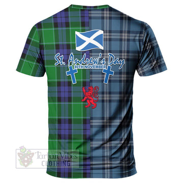 Haldane Tartan T-Shirt Happy St. Andrew's Day Half Tartan Style - Tartan Vibes Clothing