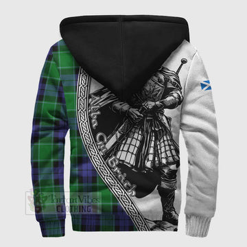 Haldane Tartan Clan Crest Sherpa Hoodie with Highlander Warrior Celtic Style - Tartan Vibes Clothing