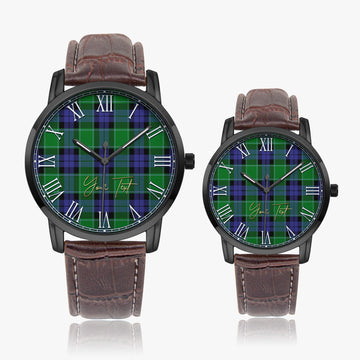 Haldane Tartan Personalized Your Text Leather Trap Quartz Watch - Tartan Vibes Clothing