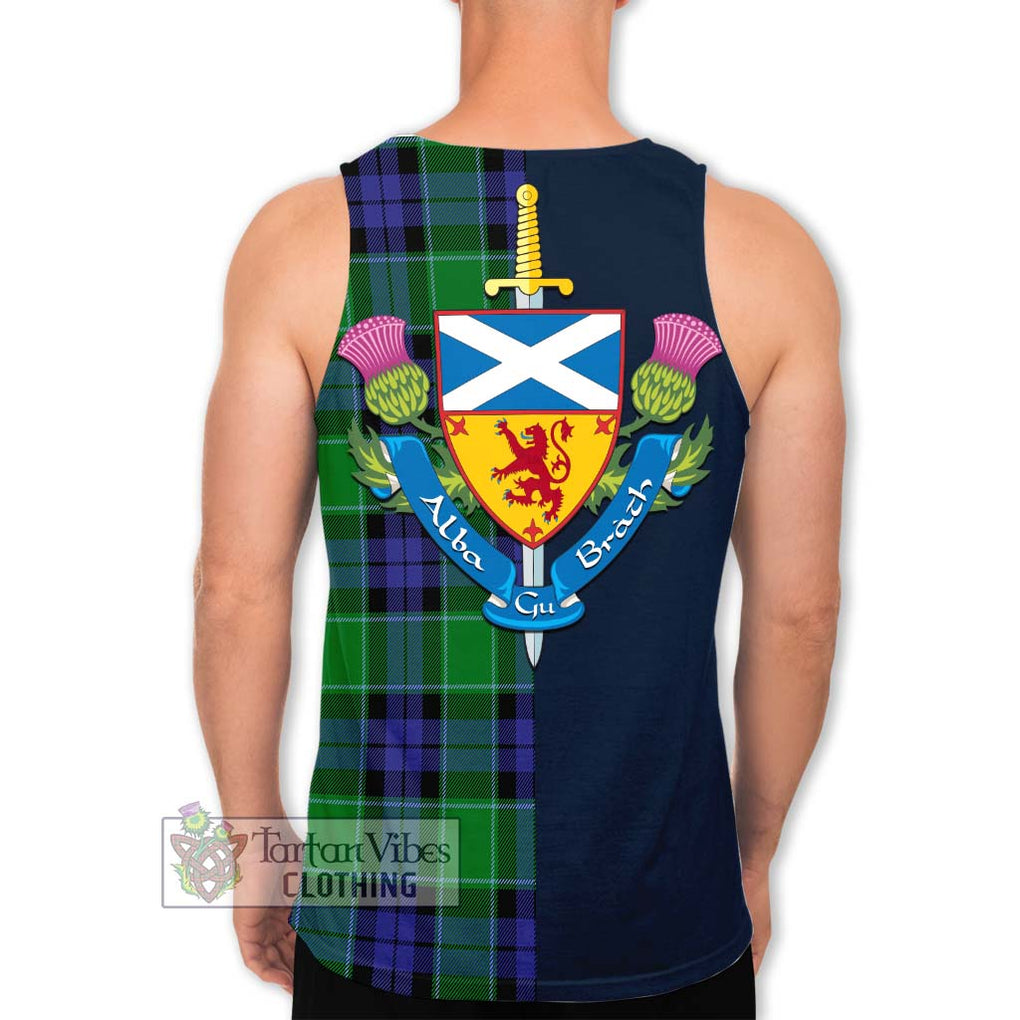 Haldane Tartan Men's Tank Top Alba with Scottish Lion Royal Arm Half Style - Tartan Vibes Clothing