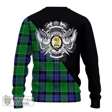 Haldane Tartan Ugly Sweater with Family Crest and Military Logo Style - Tartan Vibes Clothing