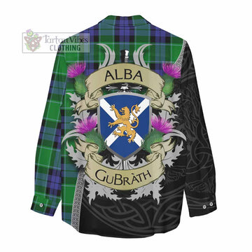 Haldane Tartan Family Crest Women's Casual Shirt Lion Rampant Royal Thistle Shield Celtic Inspired - Tartan Vibes Clothing