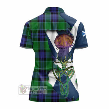 Haldane Tartan Family Crest Women's Polo Shirt Scottish Thistle Celtic Inspired - Tartan Vibes Clothing