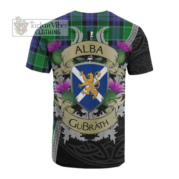 Tartan Vibes Clothing Haldane Tartan Family Crest Cotton T-shirt Lion Rampant Royal Thistle Shield Celtic Inspired