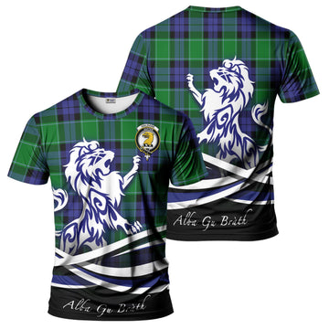Haldane Tartan T-Shirt with Alba Gu Brath Regal Lion Emblem - Tartan Vibes Clothing