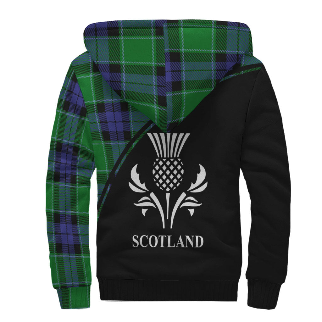 Haldane Tartan Sherpa Hoodie with Family Crest Curve Style - Tartan Vibes Clothing