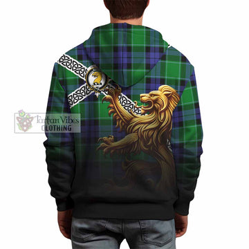 Haldane Crest Tartan Hoodie with Golden Lion Emblem Celtic Style - Tartan Vibes Clothing