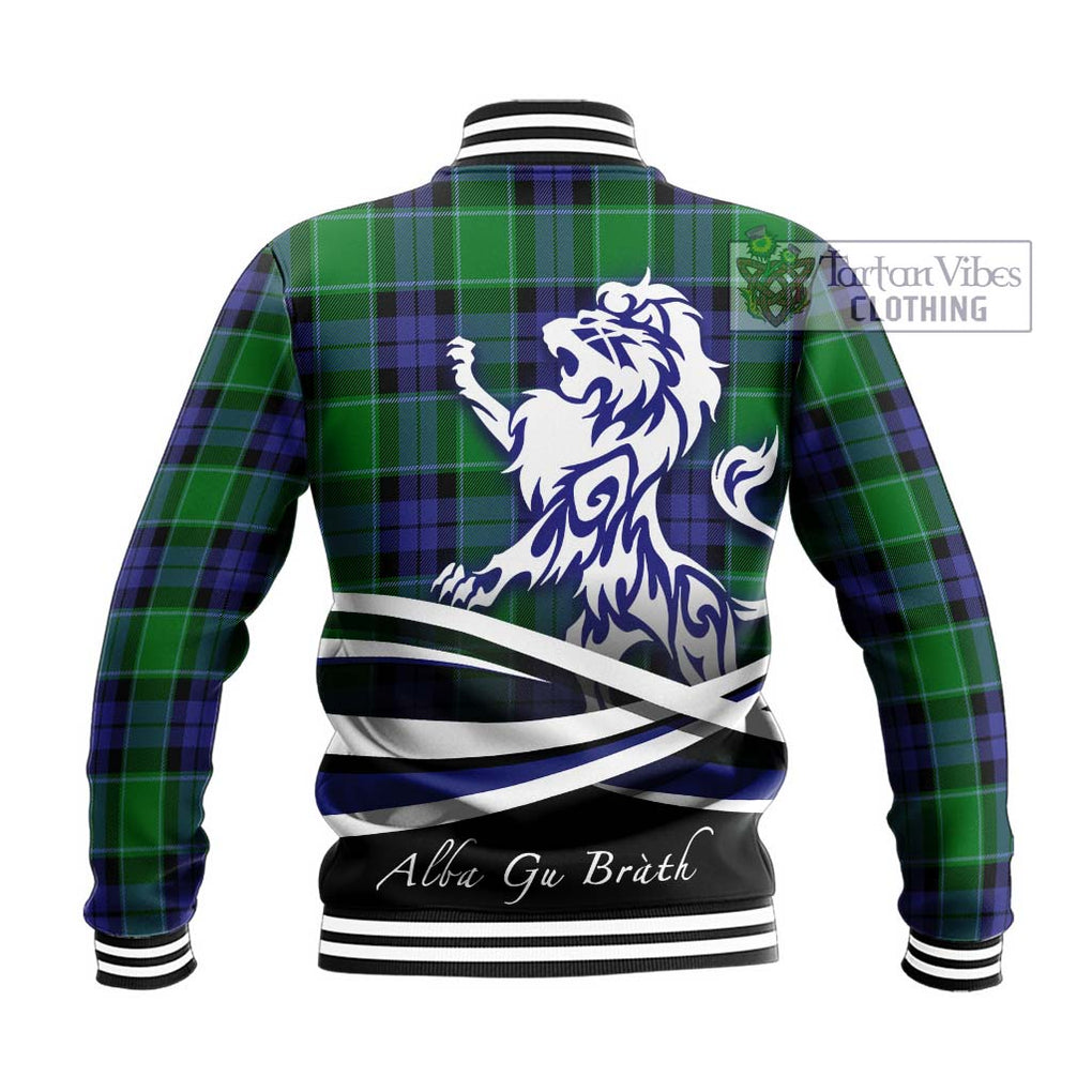 Haldane Tartan Baseball Jacket with Alba Gu Brath Regal Lion Emblem - Tartan Vibes Clothing