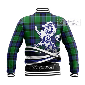 Haldane Tartan Baseball Jacket with Alba Gu Brath Regal Lion Emblem - Tartan Vibes Clothing