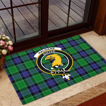 Haldane Tartan Rubber Doormat with Family Crest - Tartan Vibes Clothing