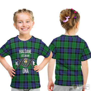 Haldane Tartan Kid T-Shirt with Family Crest DNA In Me Style - Tartan Vibes Clothing