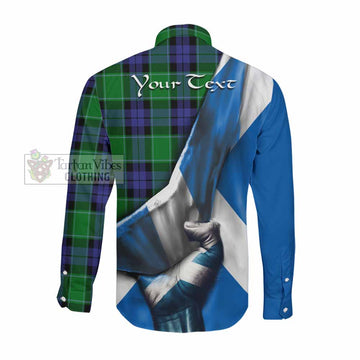 Haldane Tartan Long Sleeve Button Shirt with Family Crest Scotland Patriotic Style Men's Shirt - Tartan Vibes Clothing