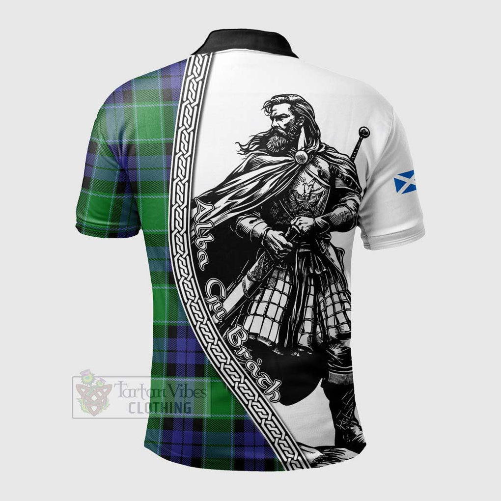 Haldane Tartan Clan Crest Polo Shirt with Highlander Warrior Celtic Style - Tartan Vibes Clothing