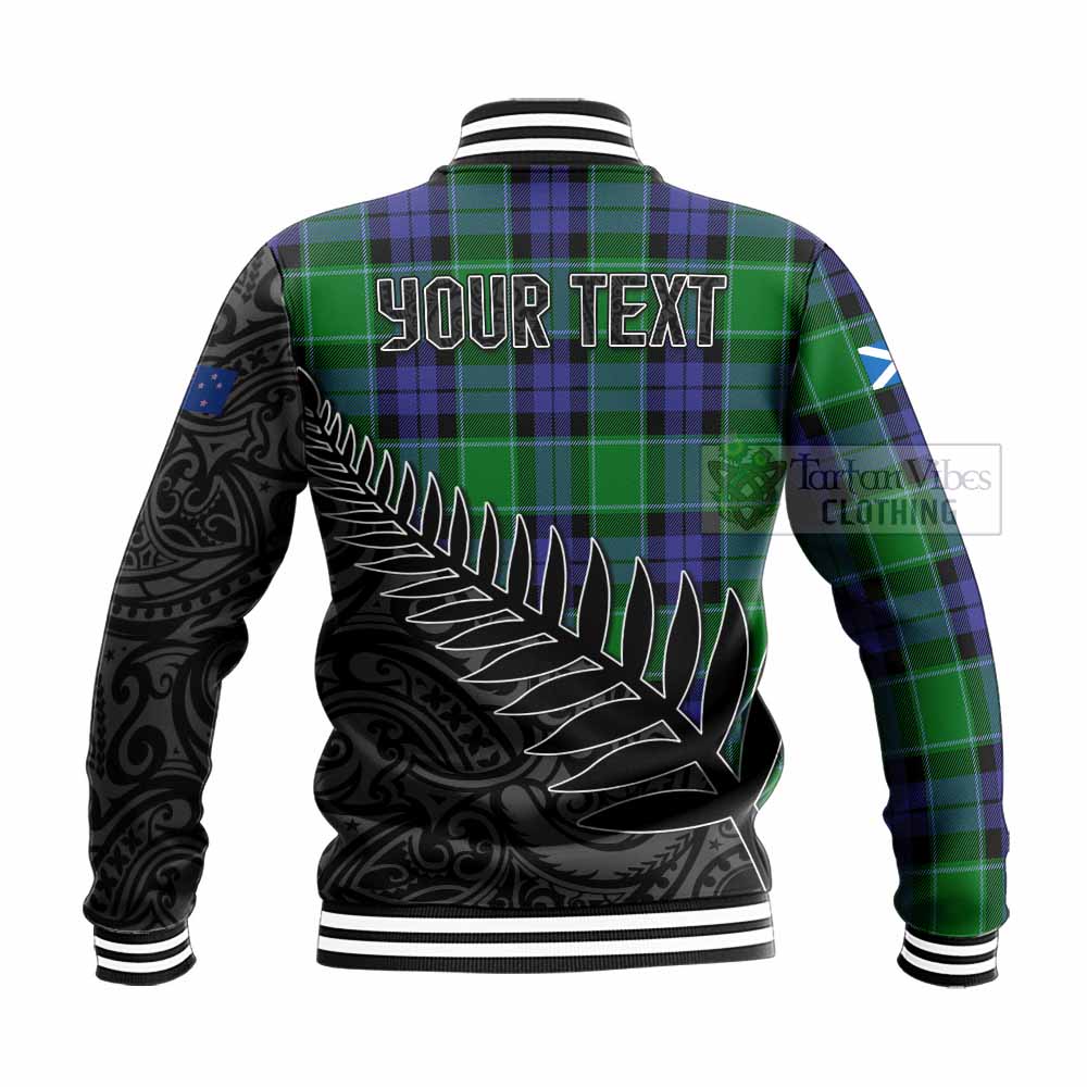 Haldane Crest Tartan Baseball Jacket with New Zealand Silver Fern Half Style - Tartan Vibes Clothing