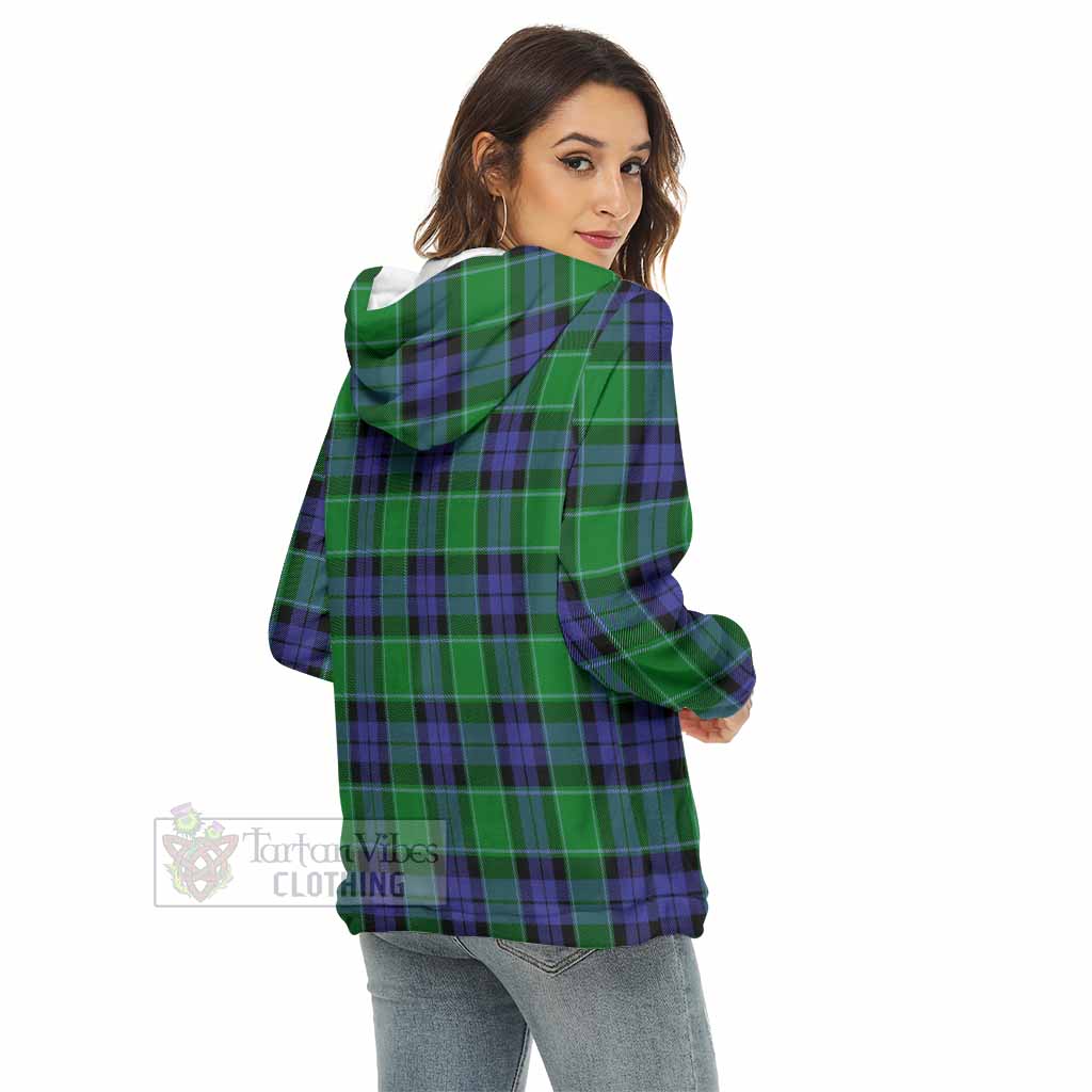 Haldane Tartan Women's Borg Fleece Hoodie with Half Zip with Family Crest - Tartan Vibes Clothing