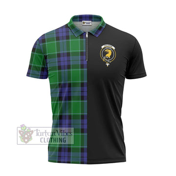 Haldane Tartan Zipper Polo Shirt with Family Crest and Half Of Me Style - Tartan Vibes Clothing
