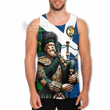 Haldane Tartan Men's Tank Top with Family Crest Scottish Bagpiper Vibes - Tartan Vibes Clothing