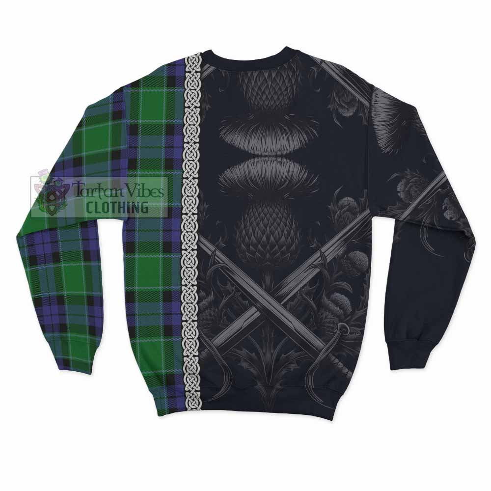 Haldane Tartan Sweatshirt with Family Crest Cross Sword Thistle Celtic Vibes - Tartan Vibes Clothing