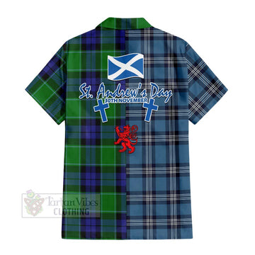 Haldane Tartan Hawaiian Shirt Happy St. Andrew's Day Half Tartan Style - Tartan Vibes Clothing