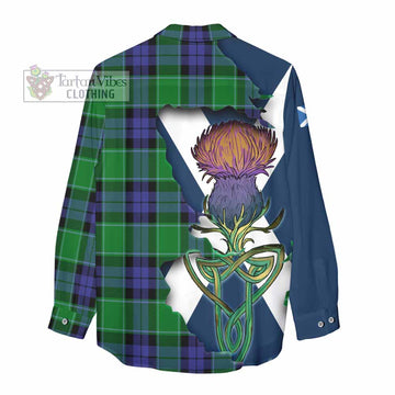Haldane Tartan Family Crest Women's Casual Shirt Scottish Thistle Celtic Inspired - Tartan Vibes Clothing