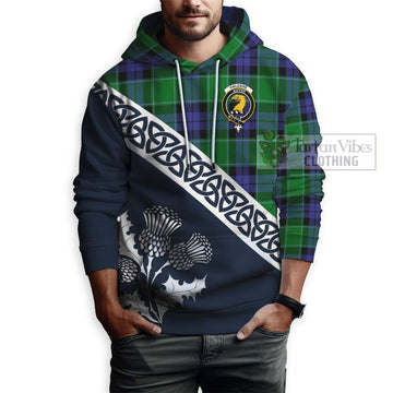 Haldane Tartan Hoodie Featuring Thistle and Scotland Map - Tartan Vibes Clothing