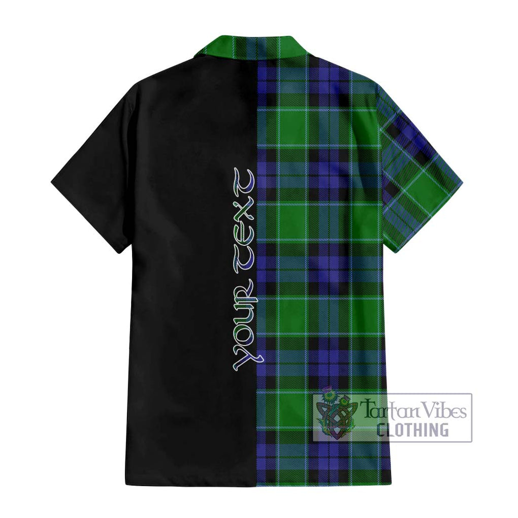 Haldane Tartan Hawaiian Shirt with Family Crest and Half Of Me Style - Tartan Vibes Clothing