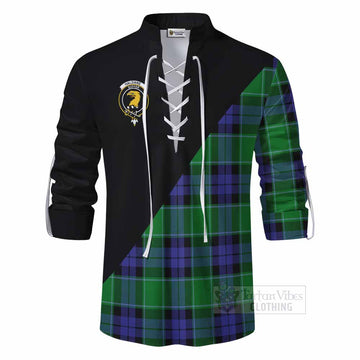 Haldane Tartan Ghillie Kilt Shirt with Family Crest and Military Logo Style - Tartan Vibes Clothing