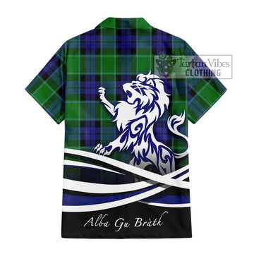 Haldane Tartan Hawaiian Shirt with Alba Gu Brath Regal Lion Emblem - Tartan Vibes Clothing