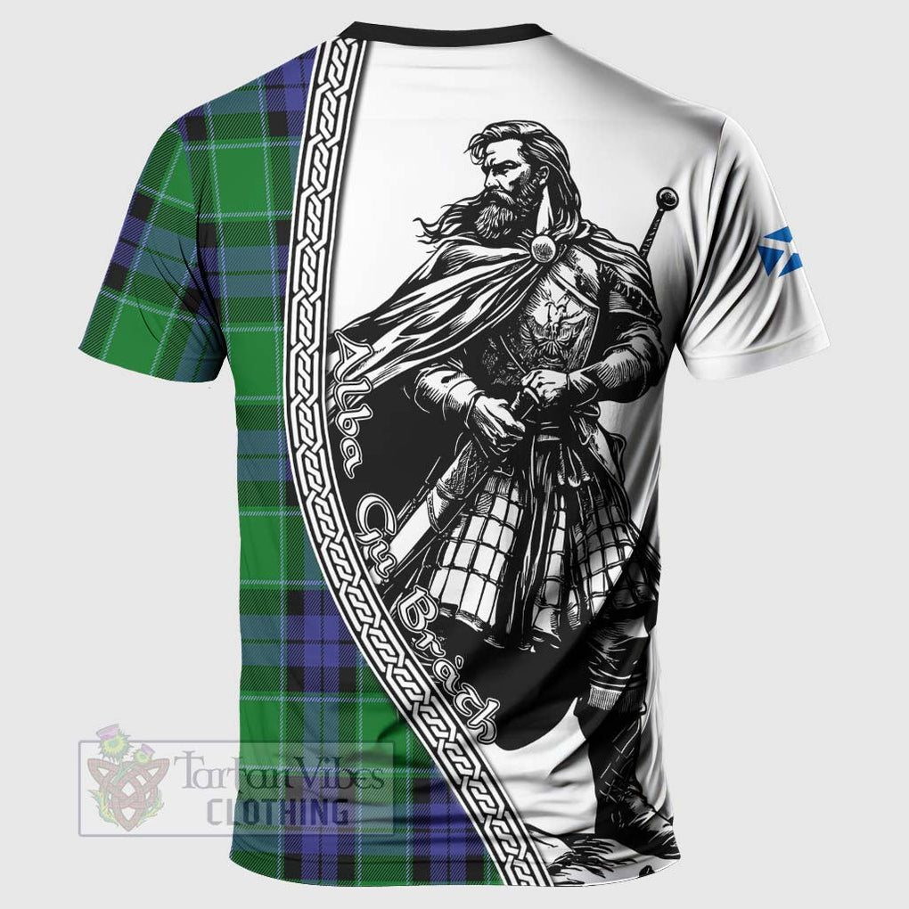Haldane Tartan Clan Crest T-Shirt with Highlander Warrior Celtic Style - Tartan Vibes Clothing