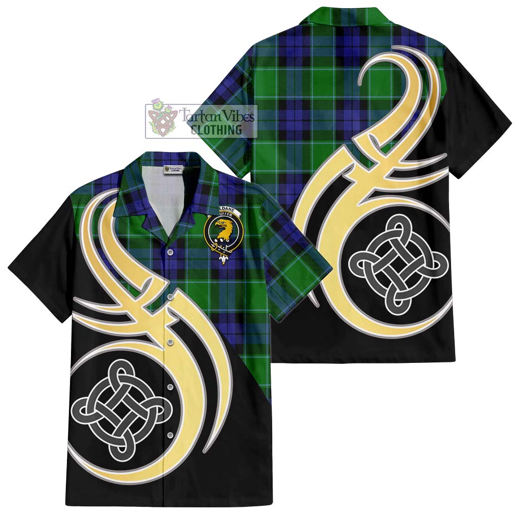 Haldane Tartan Hawaiian Shirt with Family Crest and Celtic Symbol Style - Tartan Vibes Clothing