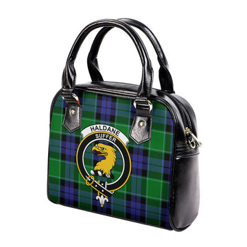 Haldane Tartan Shoulder Handbags with Family Crest