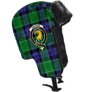 Haldane Tartan Winter Trapper Hat with Family Crest - Tartan Vibes Clothing