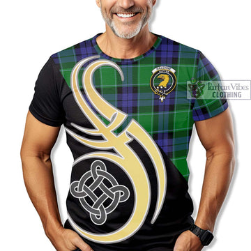 Haldane Tartan T-Shirt with Family Crest and Celtic Symbol Style - Tartan Vibes Clothing