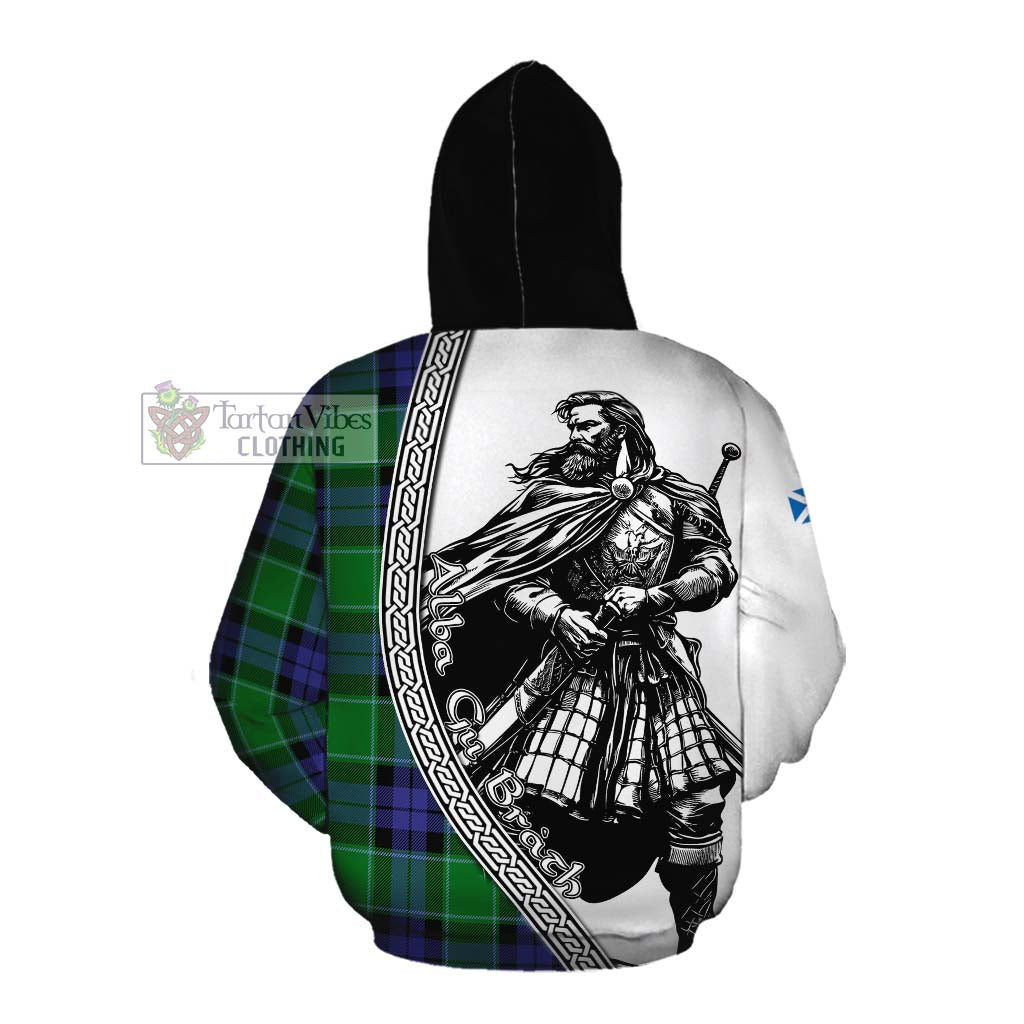 Haldane Tartan Clan Crest Cotton Hoodie with Highlander Warrior Celtic Style Pullover Hoodie - Tartan Vibes Clothing
