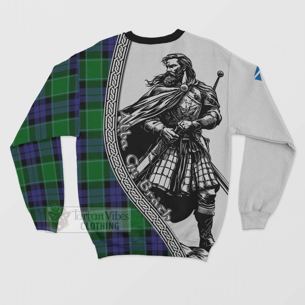 Haldane Tartan Clan Crest Sweatshirt with Highlander Warrior Celtic Style - Tartan Vibes Clothing