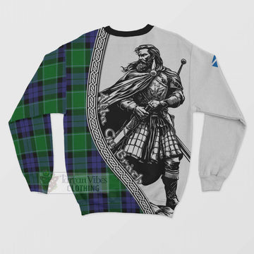 Haldane Tartan Clan Crest Sweatshirt with Highlander Warrior Celtic Style - Tartan Vibes Clothing