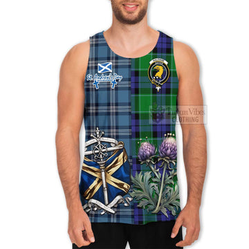 Haldane Tartan Men's Tank Top Happy St. Andrew's Day Half Tartan Style - Tartan Vibes Clothing