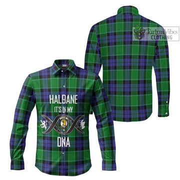 Haldane Tartan Long Sleeve Button Shirt with Family Crest DNA In Me Style Men's Shirt - Tartanvibesclothing Shop
