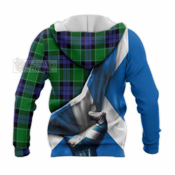 Haldane Tartan Knitted Hoodie with Family Crest Scotland Patriotic Style - Tartan Vibes Clothing