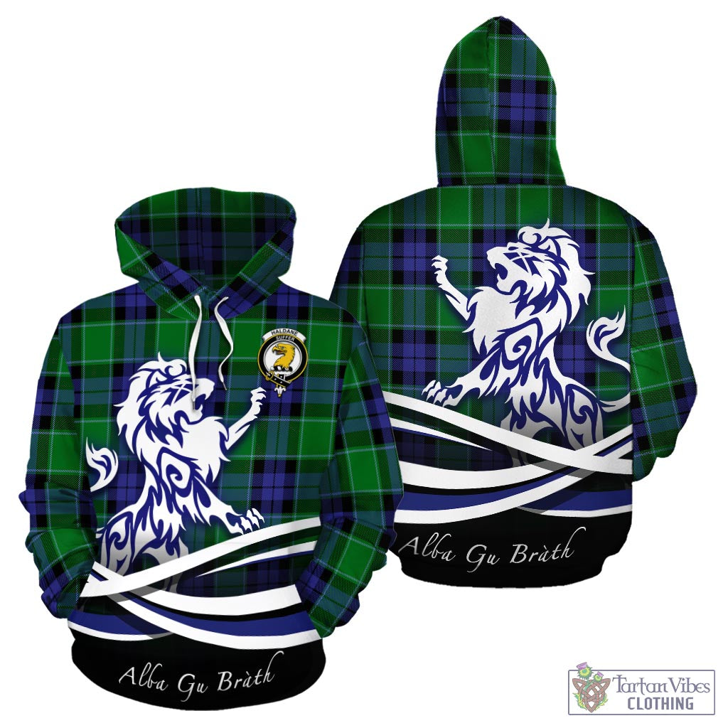 Haldane Tartan Hoodie with Alba Gu Brath Regal Lion Emblem - Tartan Vibes Clothing