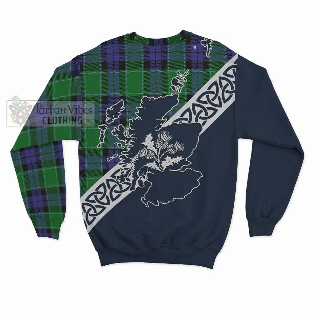 Haldane Tartan Sweatshirt Featuring Thistle and Scotland Map - Tartan Vibes Clothing