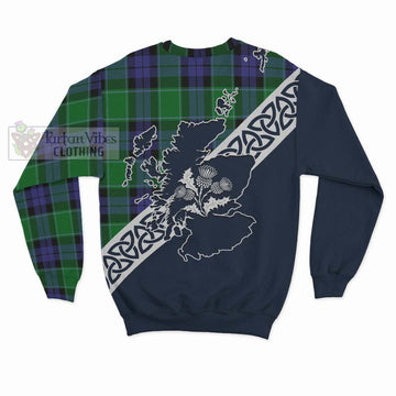 Haldane Tartan Sweatshirt Featuring Thistle and Scotland Map - Tartan Vibes Clothing