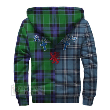 Haldane Tartan Sherpa Hoodie Happy St. Andrew's Day Half Tartan Style - Tartan Vibes Clothing