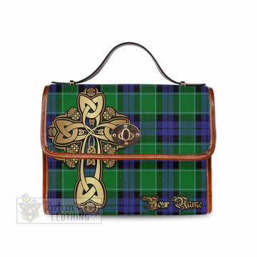 Tartan Vibes Clothing Haldane Tartan Waterproof Canvas Bag Golden Thistle Celtic Cross Style