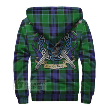 Haldane Tartan Sherpa Hoodie with Family Crest Celtic Skull Style - Tartan Vibes Clothing