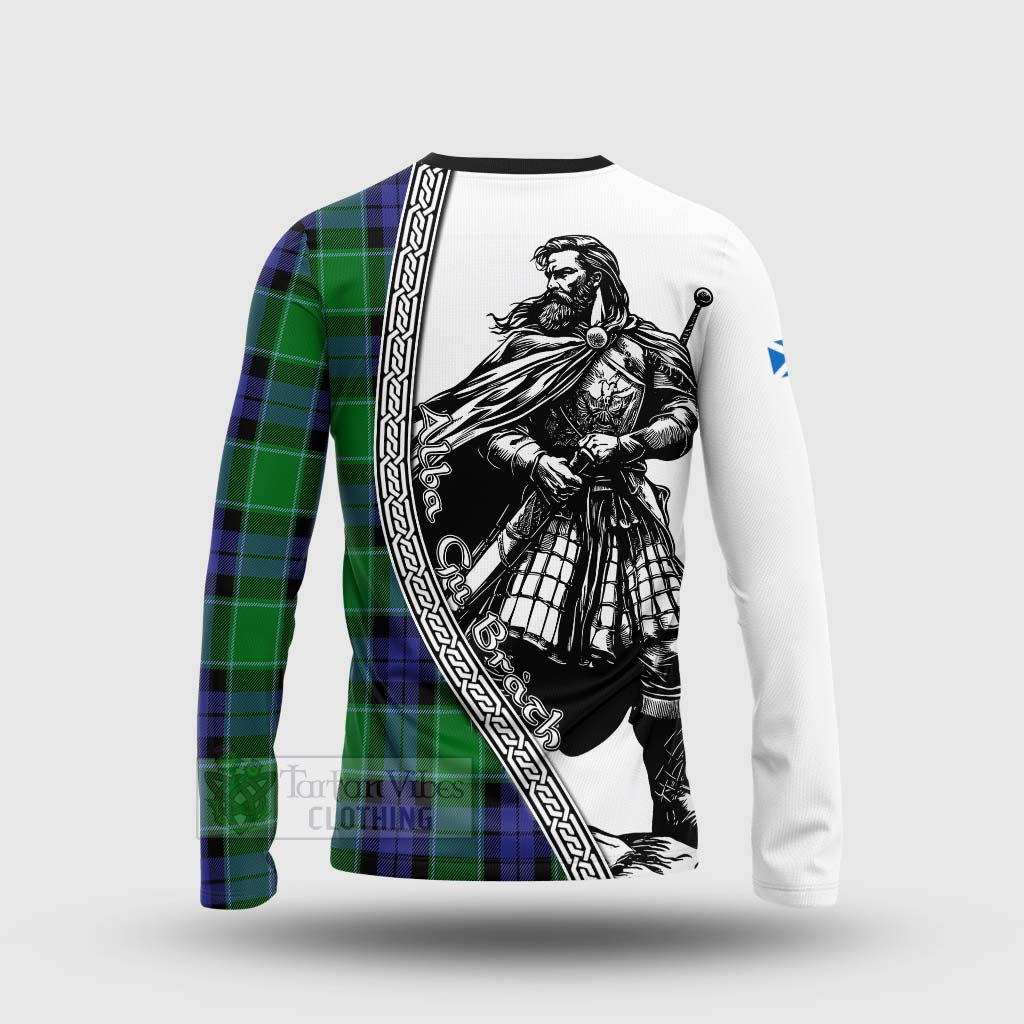 Haldane Tartan Clan Crest Long Sleeve T-Shirt with Highlander Warrior Celtic Style - Tartan Vibes Clothing