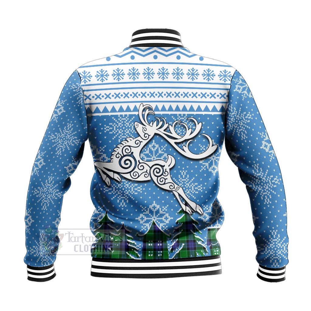 Haldane Clan Christmas Baseball Jacket Celtic Reindeer Style - Tartan Vibes Clothing
